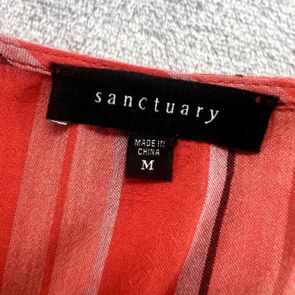 Sanctuary Top‎ Womens M Orange Striped Bell Sleeve Peasant Sedona V Neck Blouse - Picture 3 of 9